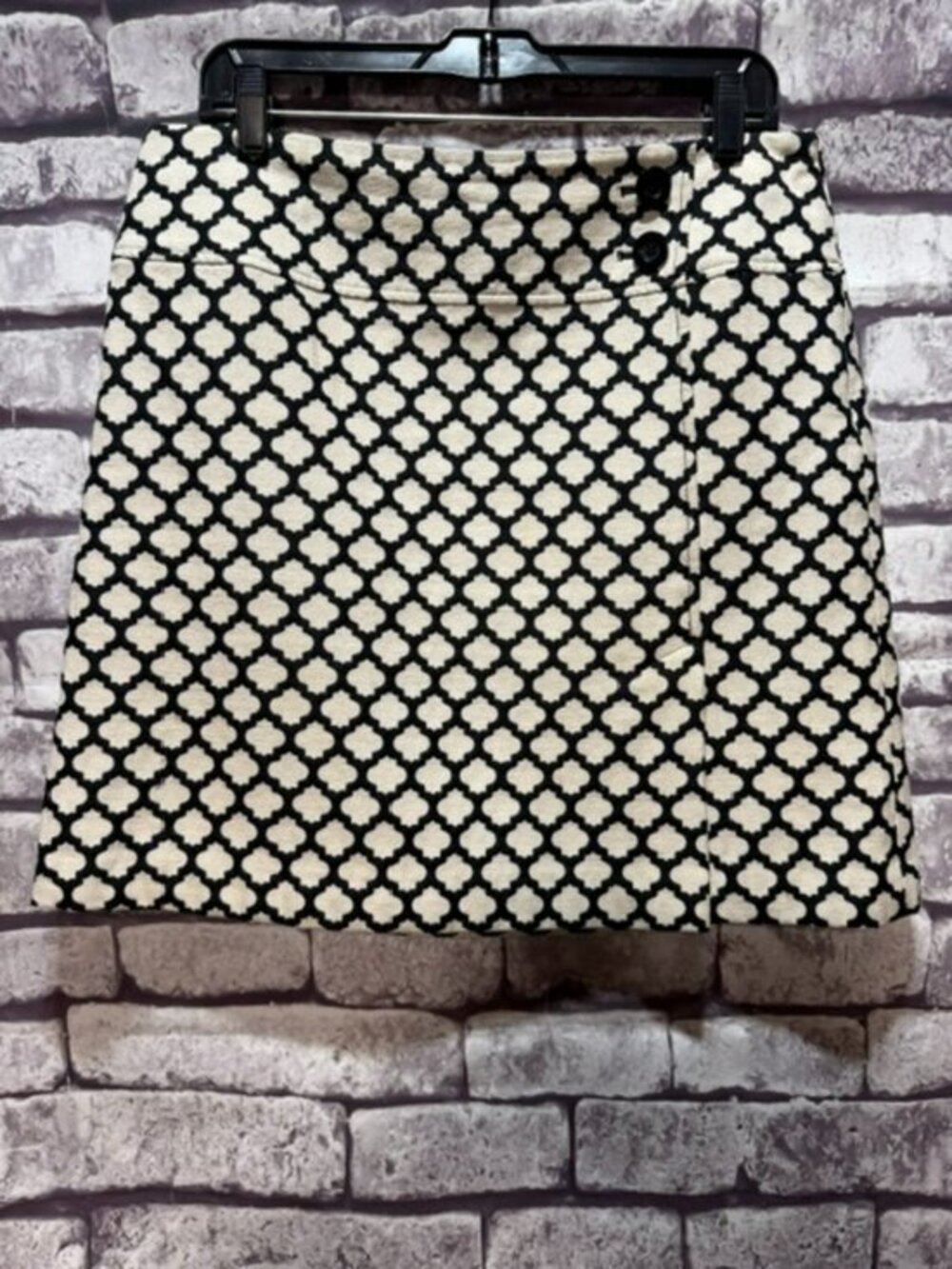 Talbots Black & Ivory Fully Lined A-Line Skirt Size 12